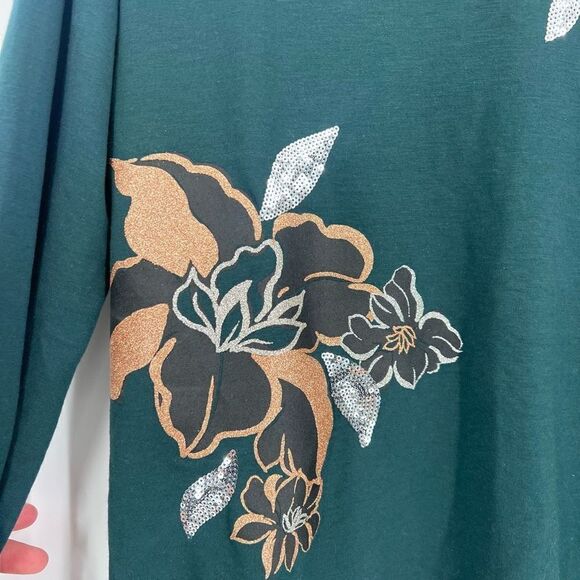 Apt. 9 Women's Crew Neck Pullover Embellished Sweater Forest Green Sz Medium NWT - Picture 5 of 9